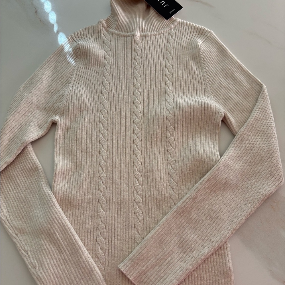 Julio M Cream Cable-Front Turtleneck shirt